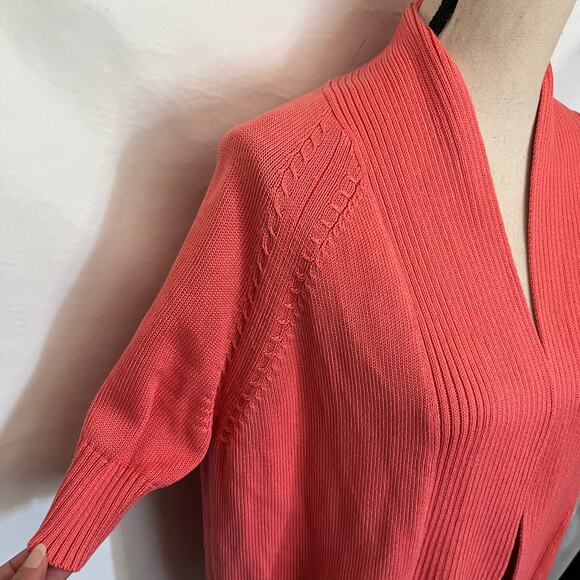 VINTAGE TALBOTSCotton Cardigan Womens Sweater Sz Large Orange Granny Core Open - Picture 4 of 11
